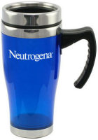 Travel Mugs: 16oz Color Plastic Travel Mugs with Chrome Cap